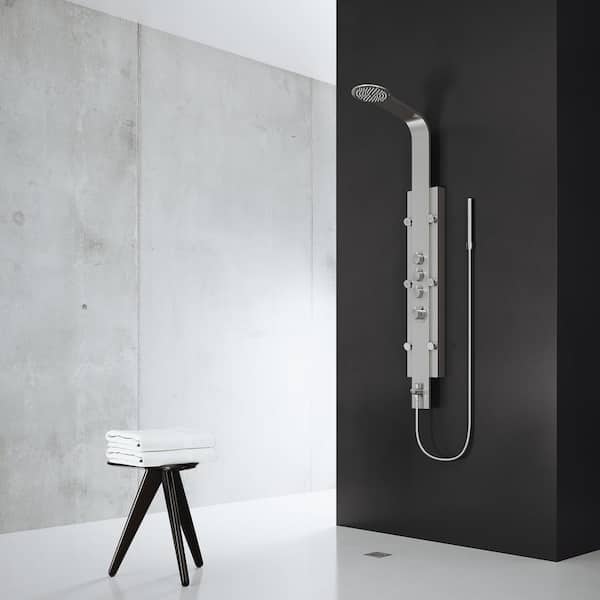 Mateo 59.5 in. 6-Jet High Pressure Shower Panel System with Rainhead Fixed Handheld Dual Shower in Stainless Steel