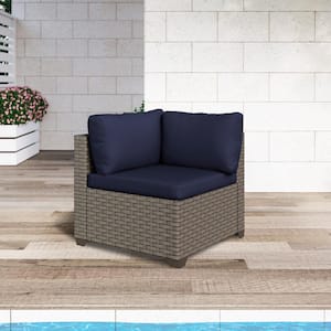 Keys Metal Outdoor Sectional with Cobalt Cushions