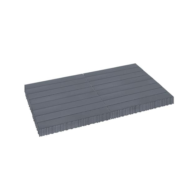 FIROMO 2 ft. Plastic Grey color interlocking deck tiles, Outdoor Patio/Pool/Backyard/Porch All-Weather Floor(24-Pack)