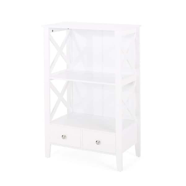 Tatahance 23.7 in. W x 12.5 in. D x 36.5 in. H White MDF Storage Rack Linen Cabinet