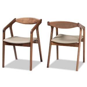 Harland Grey and Walnut Brown Dining Chair (Set of 2)