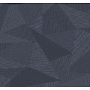 Geometric Triangles Blue Paper Non-Pasted Strippable Wallpaper Roll (Cover 60.75 sq. ft.)
