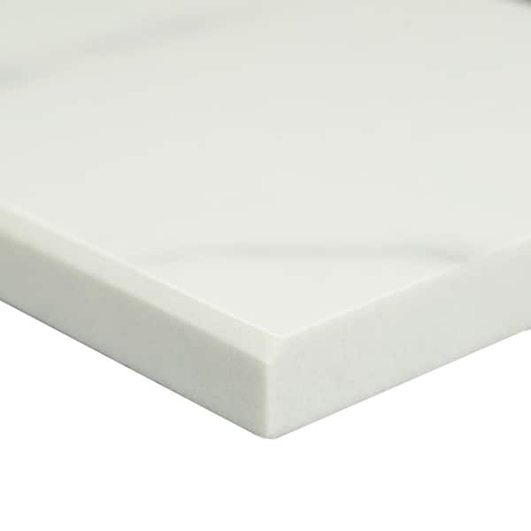 Calacatta Nowy White Single Beveled 6 in. x 73 in. Polished Marble Floor and Wall Tile (6.08 linear ft.) Calacatta Nowy White Single Beveled 6 in. x 73 in. Polished Marble Floor and Wall Tile (6.08 linear ft.)