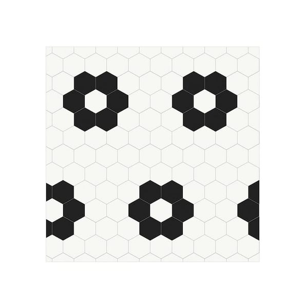 Black White 7.87 in. x 7.87 in. Vinyl Peel and Stick Backsplash 20-Pack