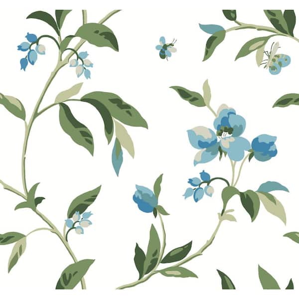 York Wallcoverings Springtime Cotton/Peacock Multi-Colored Matte Pre-pasted Paper Wallpaper 60.75 sq. ft