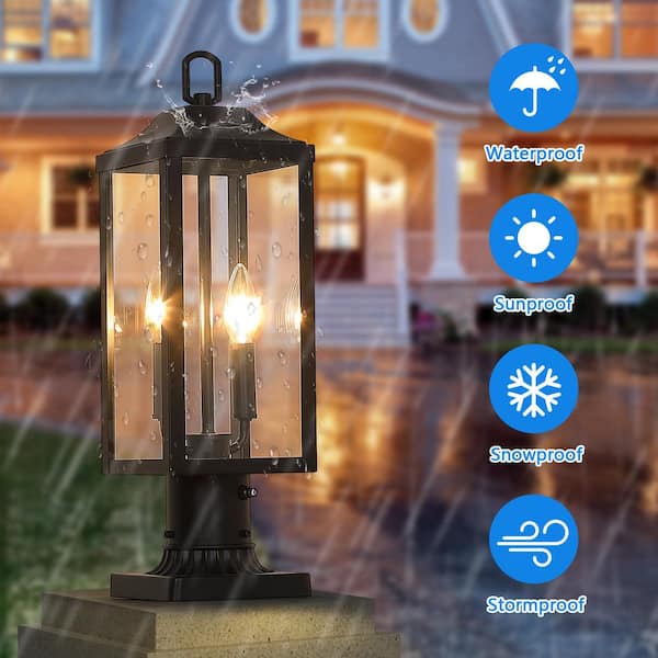 pasentel 20 in. Dusk to Dawn 2-Light Black Metal Hardwired Outdoor