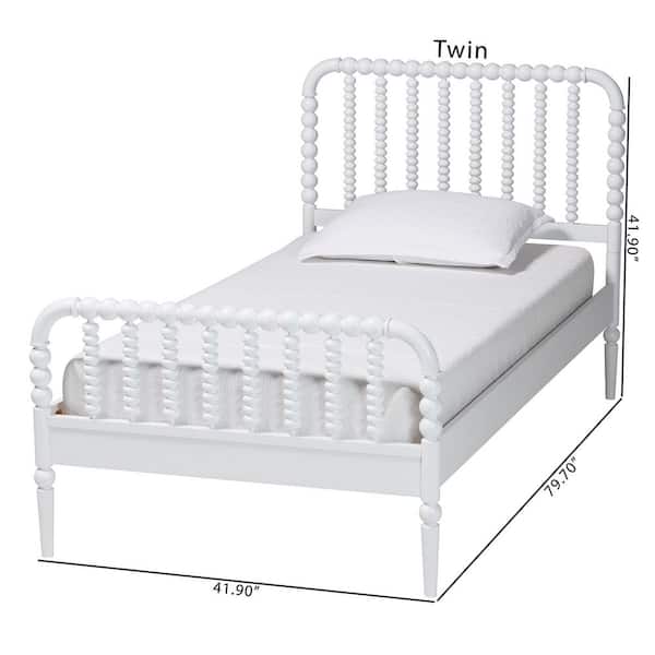 Baxton Studio Lucera White Wood Frame Twin Platform Bed 257-14013