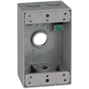 1-Gang Metal Weatherproof Electrical Outlet Box with (4) 1/2 inch Holes, Gray