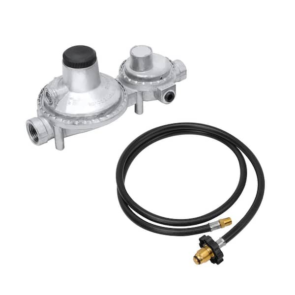onlyfire 5 ft. 2-stage Propane Hose Adapter with 1/4 in. NPT to POL hose Regulator