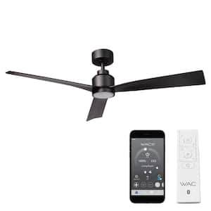 Clean 52 in. Indoor/Outdoor Matte Black 3-Blade Smart Compatible Ceiling Fan with LED Light Kit and Remote Control
