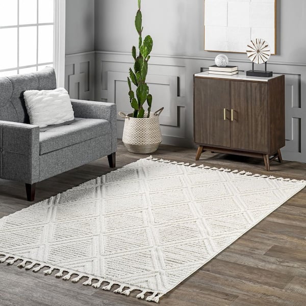 Balboa Textured Tile Ivory 4 ft. x 6 ft. Area Rug