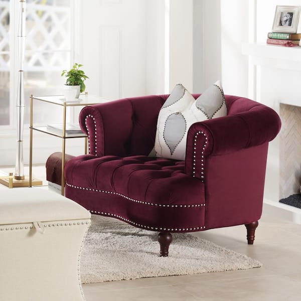 Jennifer Taylor La Rosa Traditional Velvet Tufted Burgundy Living 