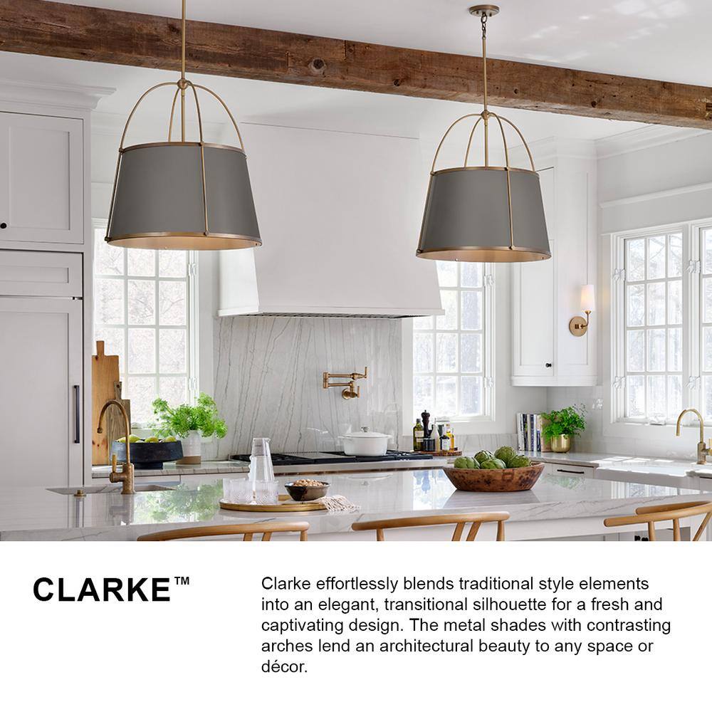 Elegant Transitional 2-Light Drum Semi-Flush Mount in Lacquered Dark Brass