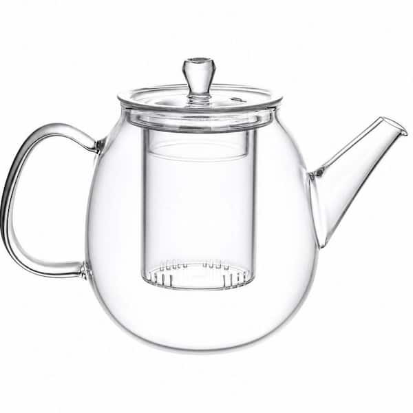 Clear Borosilicate Glass Teapot with Removable Infuser, Stovetop, Microwave, Dishwasher Safe