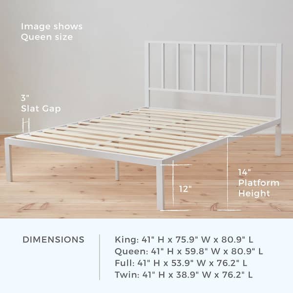 Brookside Lori White Queen Metal, Ikea Metal Bed Frame Wood Slats