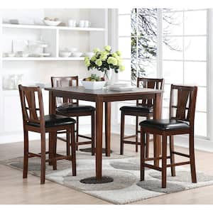 Dixon 5-Piece Dark Espresso Counter Dining Set with Square Counter Table and 4-Chairs