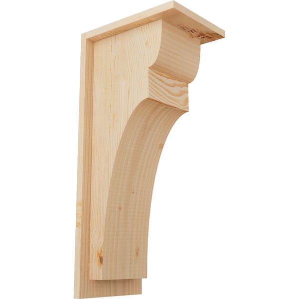 Ekena Millwork 7-1/2 in. x 10 in. x 22 in. Yorktown Smooth Douglas Fir Corbel with Backplate