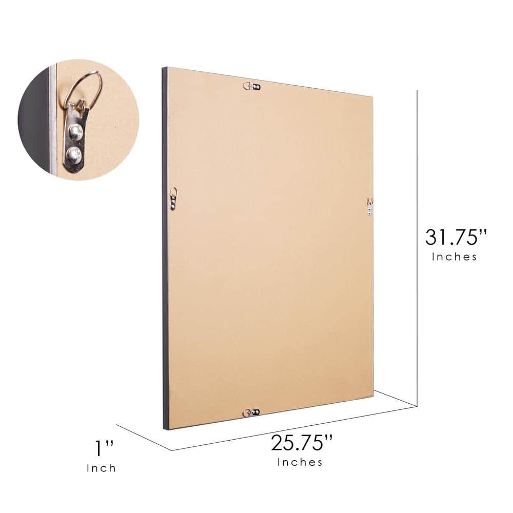 Black Framed Rectangular Beveled Wall Mirror 26" x 32"