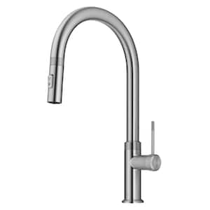 Coletto Modern Industrial Pull-Down Single Handle Kitchen Faucet in Spot Free Stainless Steel