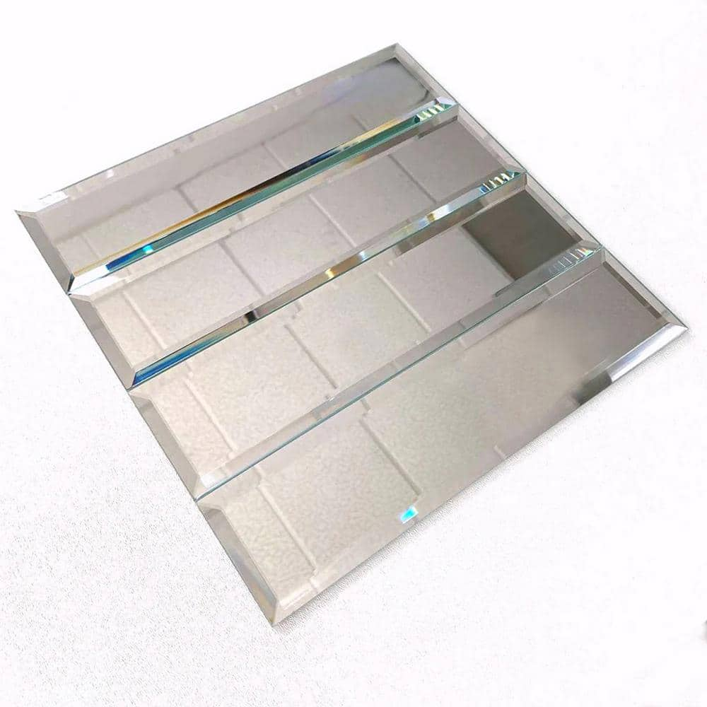 Apollo Tile Glister 3 in. x 12 in. Polished Clear Silver Glass Subway ...