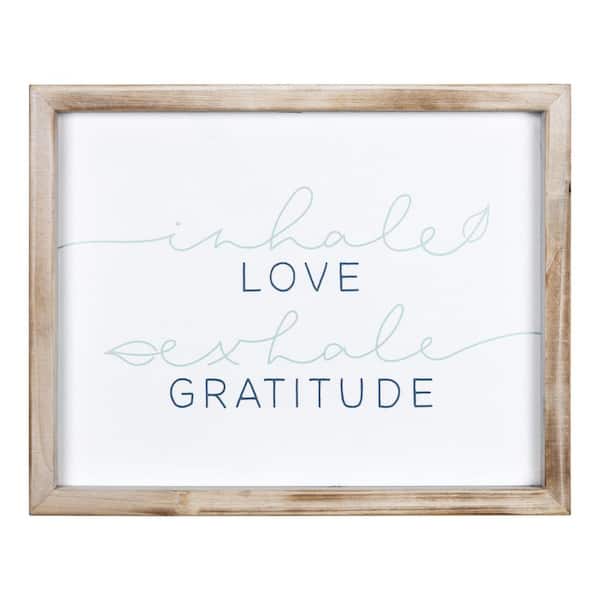 HomeRoots "Market" Inhale Love Exhale Gratitude Wooden Wall Art