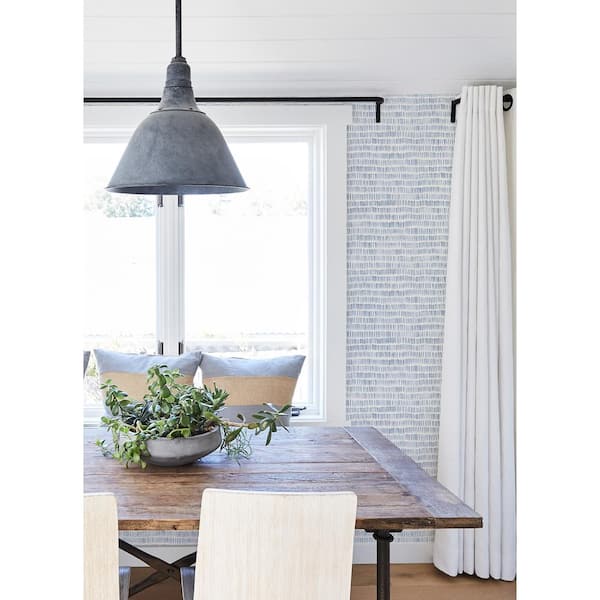 Pips Navy Fabric Pre-Pasted Matte Watercolor Brushstrokes Strippable Wallpaper