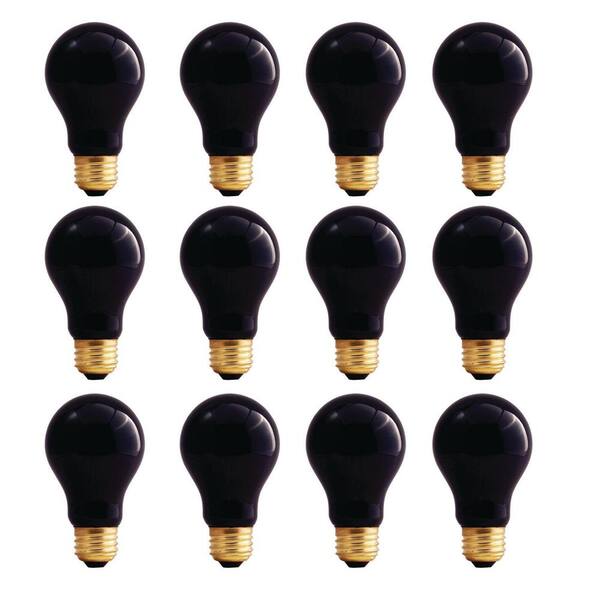 Bulbrite 75-Watt A19 Black Light Dimmable Incandescent Light Bulb (12-Pack)