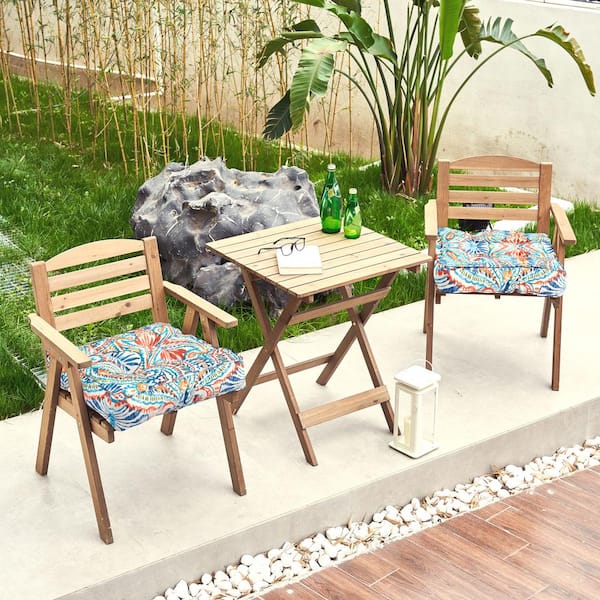 BLISSWALK Aqua Outdoor Seat Cushions Pack of 2 Tufted Patio Chair Pads Square Foam for Dining Chair 19 in. x 19 in. x 5 in.