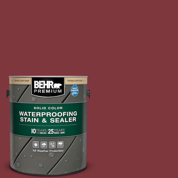 BEHR PREMIUM 1 gal. #SC-112 Barn Red Solid Color Waterproofing Exterior Wood Stain and Sealer