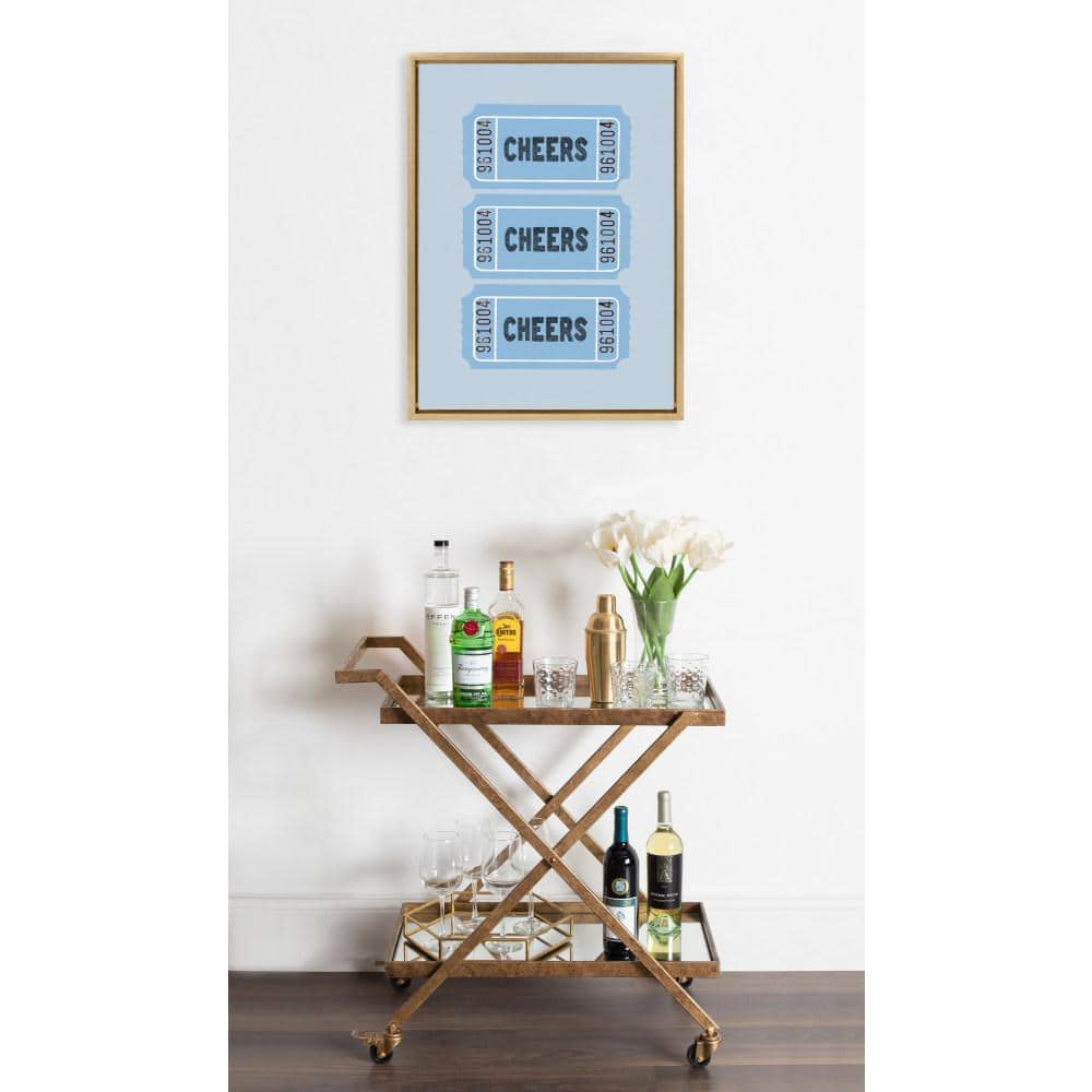 Cheers Blue Ticket Print on Canvas with Gold Frame