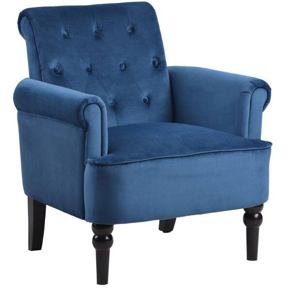 Kahomvis Navy Blue Elegant Velvet Button Tufted Arm Chair (Set of 1)