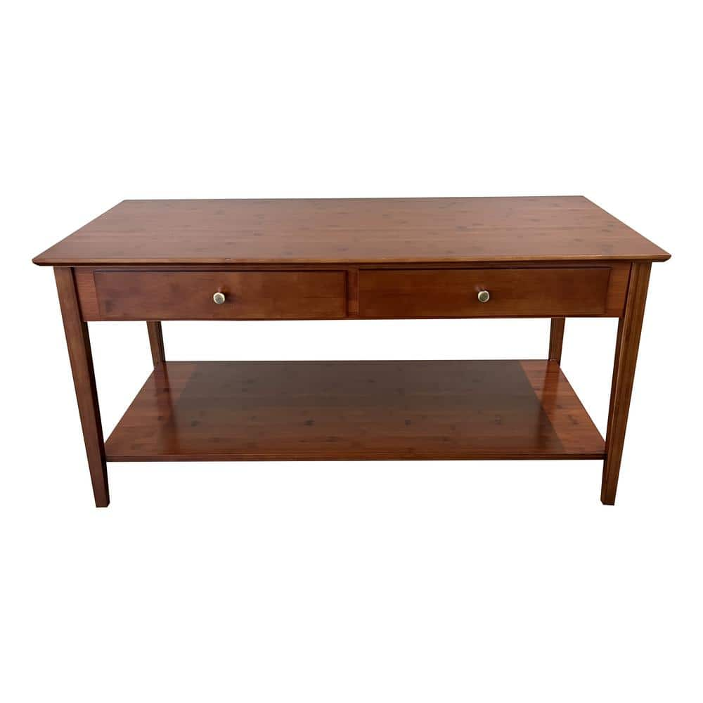 Eccostyle Solid Bamboo Coffee Table with Drawers - Mahogany