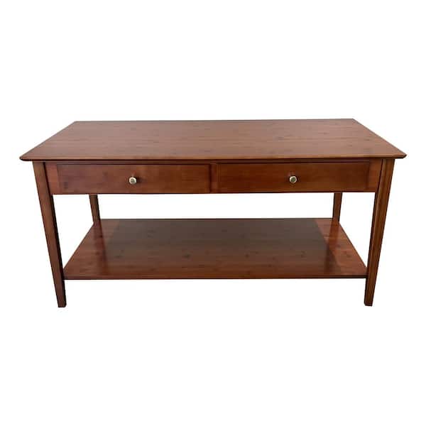 Unbranded 38 in. Mahogany 18 in. Rectangle Bamboo Coffee Table with 2-Drawers and Shelf