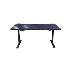 63 in. Rectangular Black/White Computer Desk with Adjustable Height Feature
