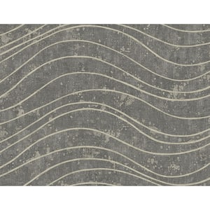 Waves Effect Grey and Beige Paper Non - Pasted Strippable Wallpaper Roll Cover 60.75 sq. ft.