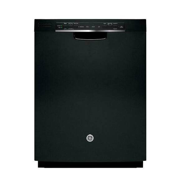 GE Front Control Dishwasher in Black with Steam Prewash