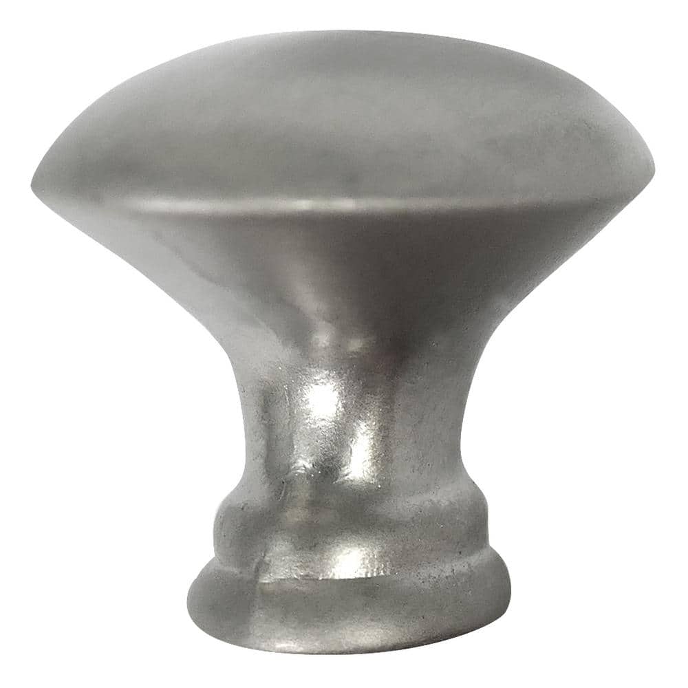 Satin Pewter Oval Knob with Mounting Hardware, 1.5-Inch