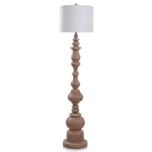 64 in. Polyresin, Cotton/Polyester Blend Table Lamp for Living Room with Beige Cotton Shade