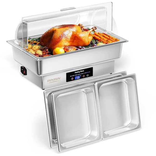 Karl home 9 qt. Roll Top Electric Chafing Dish with PC Lid and Temp Control