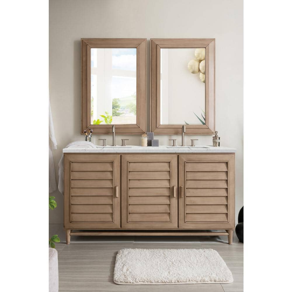 Portland 60 in. W x 23.5 in. D x 34.3 in. H Double Bath Vanity in Whitewashed Walnut with Eternal Jasmine Pearl Top price history on PriceWatchPro