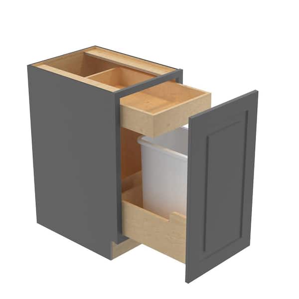 Home Decorators Collection Grayson 18 in. W x 24 in. D x 34.5 in. H Assembled Plywood Trash Can Kitchen Cabinet in Deep Onyx with 1D Soft Close