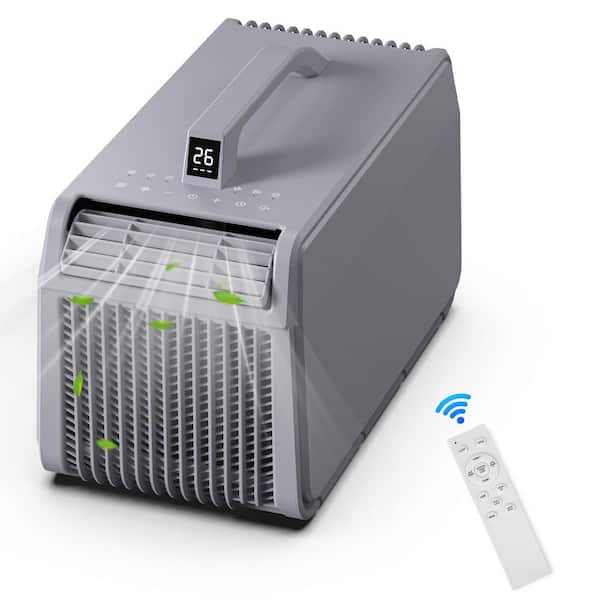 5500 BTU Portable Air Conditioner Cools 200 sq. ft. with Remote, Heat, Dehumidifier for Van Camper, Tent, Fishing (Gray)