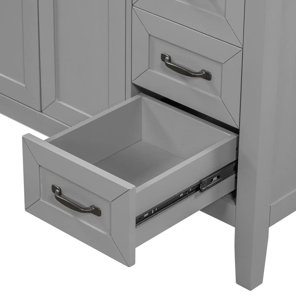 Gray 36-Inch Freestanding Bathroom Vanity with Ceramic Sink