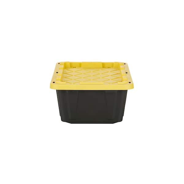 HDX 55 Gal. Storage Tote in Clear with Yellow Lid 206233 - The Home Depot
