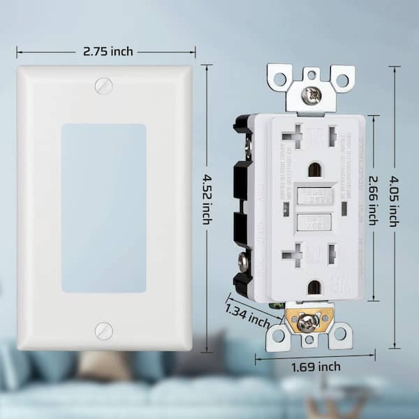 PLUGTUL GFCI Outlet 20 Amp, Tamper-Resistant, Weather Resistant, Self