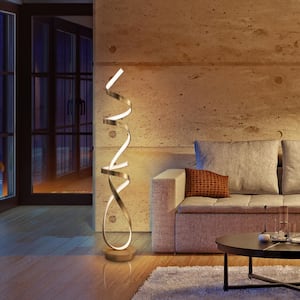 Orchestra 63 in. 68-Watt Anodize Gold Unique Modern Design LED Floor Lamp