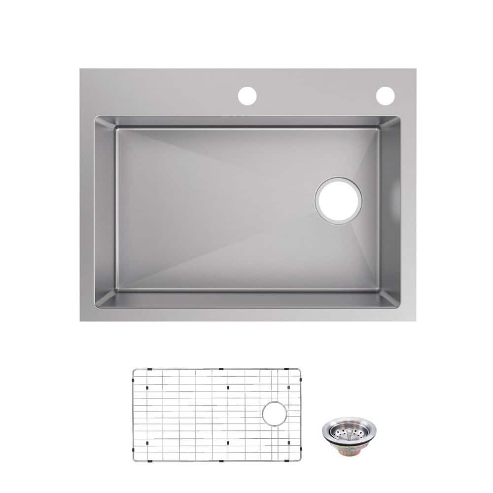 Tight Radius 30 in. Drop-In Single Bowl 18 Gauge Stainless Steel Kitchen Sink with Accessories price history on PriceWatchPro
