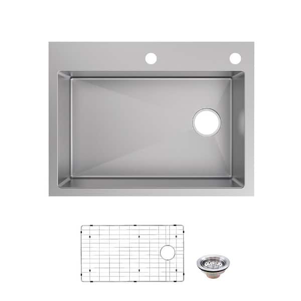 Tight Radius 30 in. Drop-In Single Bowl 18 Gauge Stainless Steel Kitchen Sink with Accessories