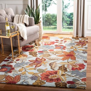 Blossom Blue/Multi 8 ft. x 8 ft. Square Floral Solid Area Rug