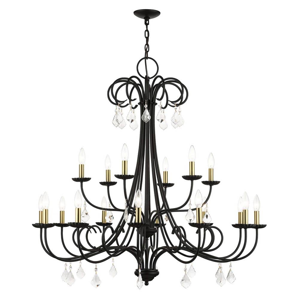 SHIRLINGTON 18 Light Black Crystal Round Chandelier for Living Room with No Bulbs Included price history on PriceWatchPro